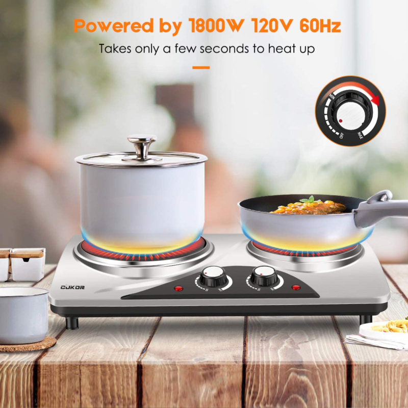 Cukor Electric Hot Plate, 1800W Portable Electric Stove,Infrared Double Burner,H - Fresh Stock Dated December 2025