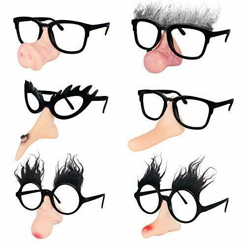 Funny Disguise Glasses - 6 Pairs Pinocchio Witches Clown Pig Nose Nose Style 1 - Fresh Stock Dated February 2026