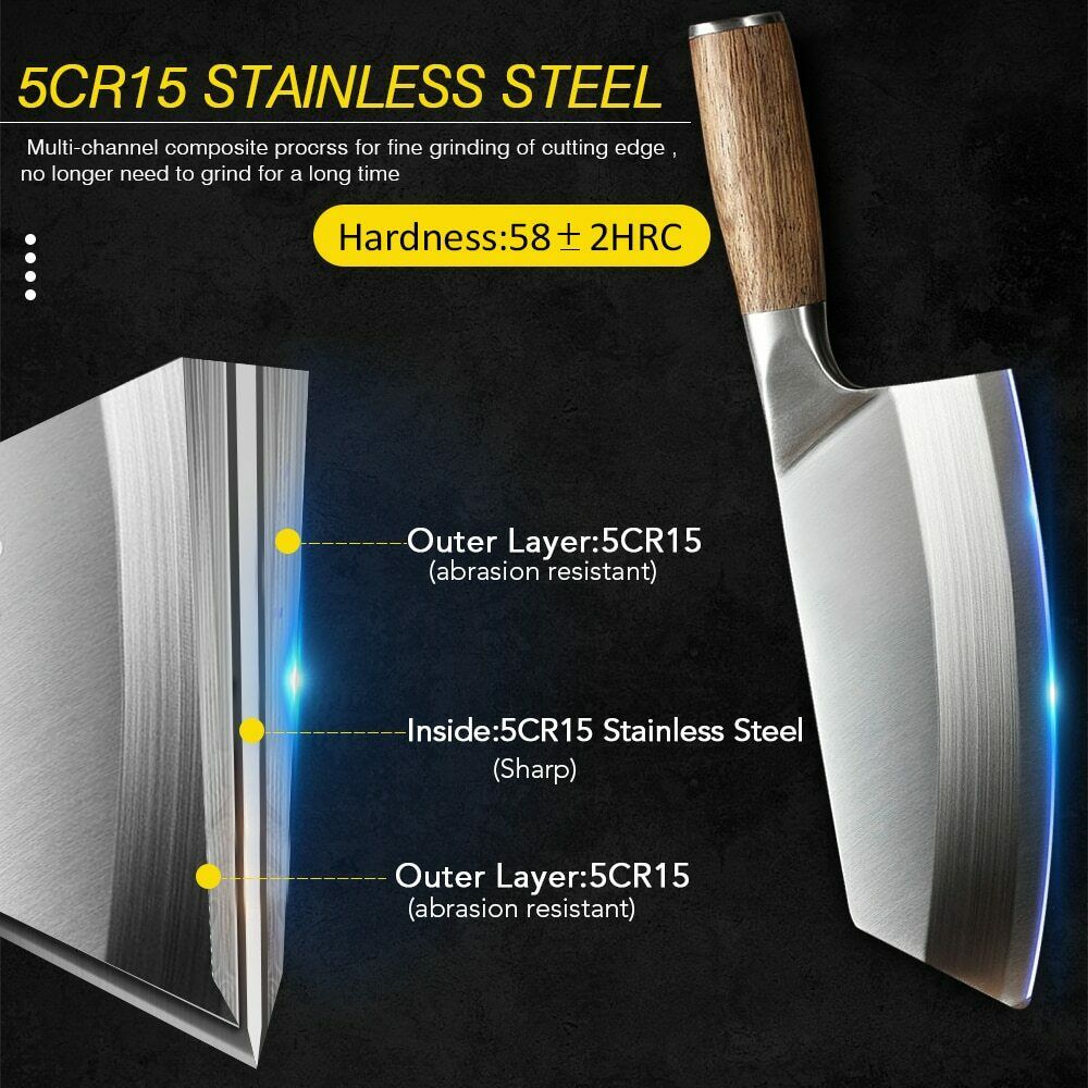 Butcher Knife Stainless Steel Kitchen Knife Japanese Damascus Meat Cleaver Chef - Fresh Stock Dated January 2026