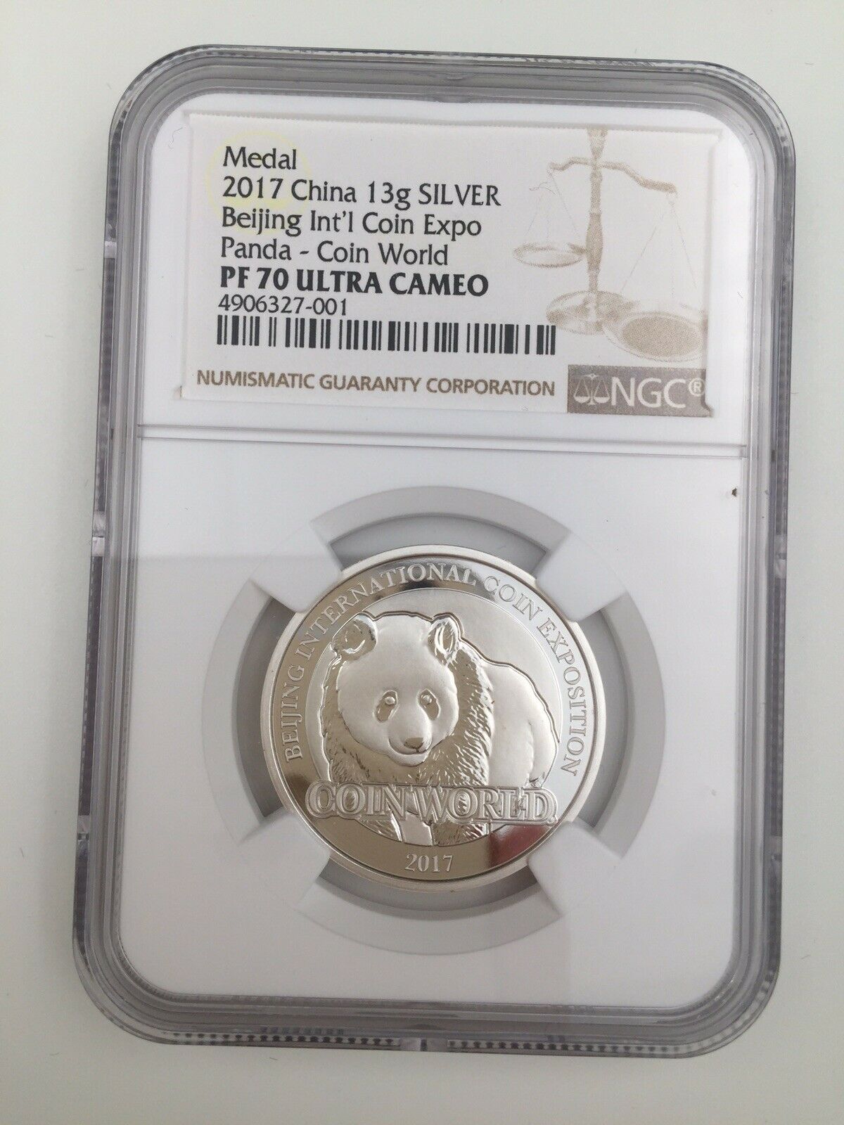 NGC PF70 2017/ 2018 COTY Panda Beijing Coin expo Coin World Silver plated medal - Fresh Stock Dated February 2026