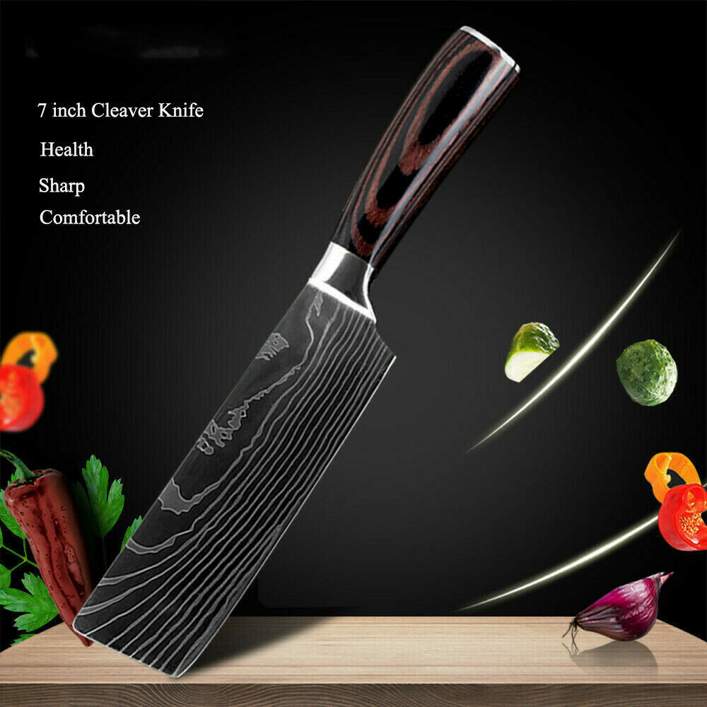 5 Piece Kitchen Knives Set Japanese Damascus Pattern Stainless Steel Chef Knife - Fresh Stock Dated December 2025