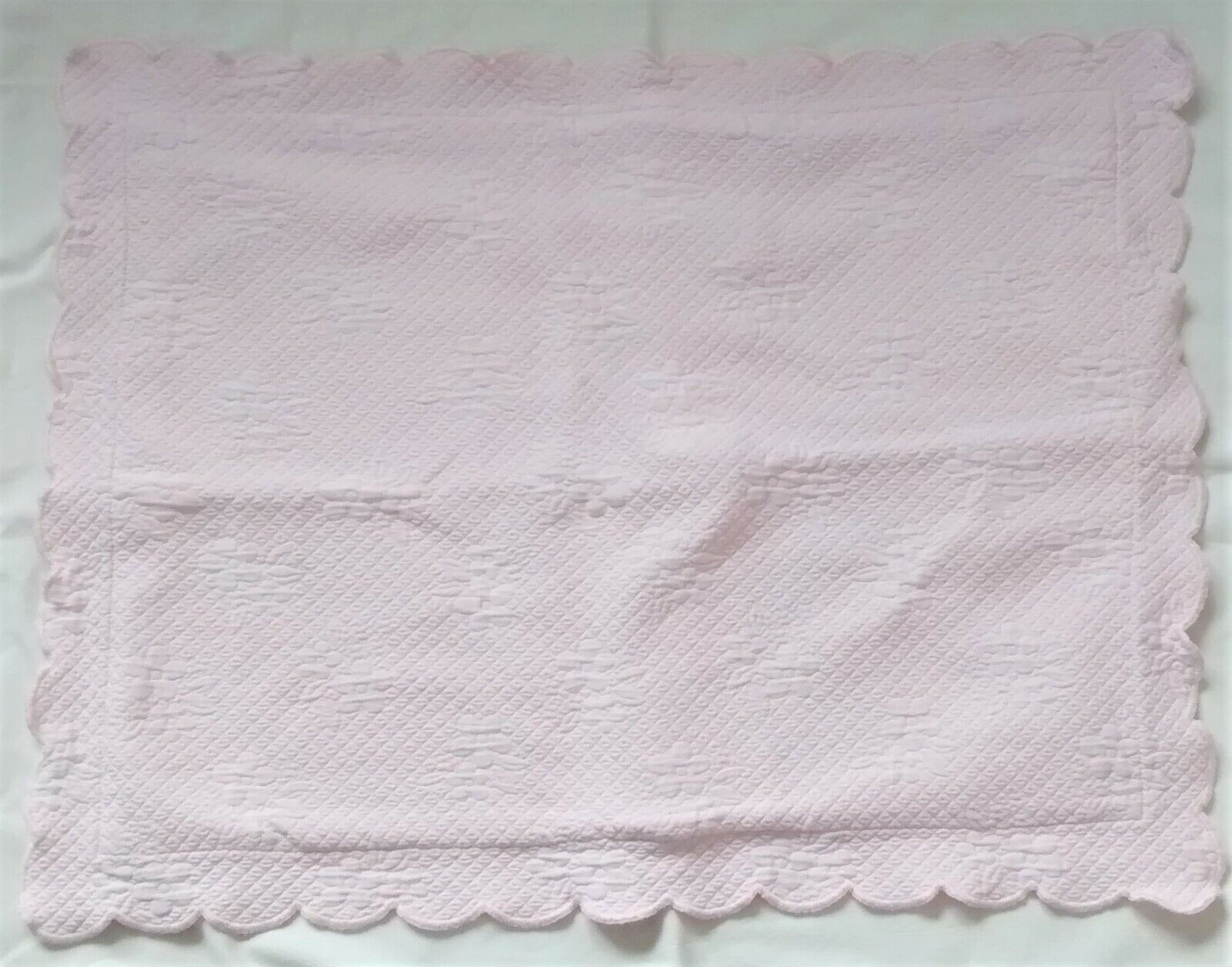 Pink Matelasse Quilted Scalloped Pillow Sham Pottery Barn Standard Shabby Chic - Fresh Stock Dated February 2026