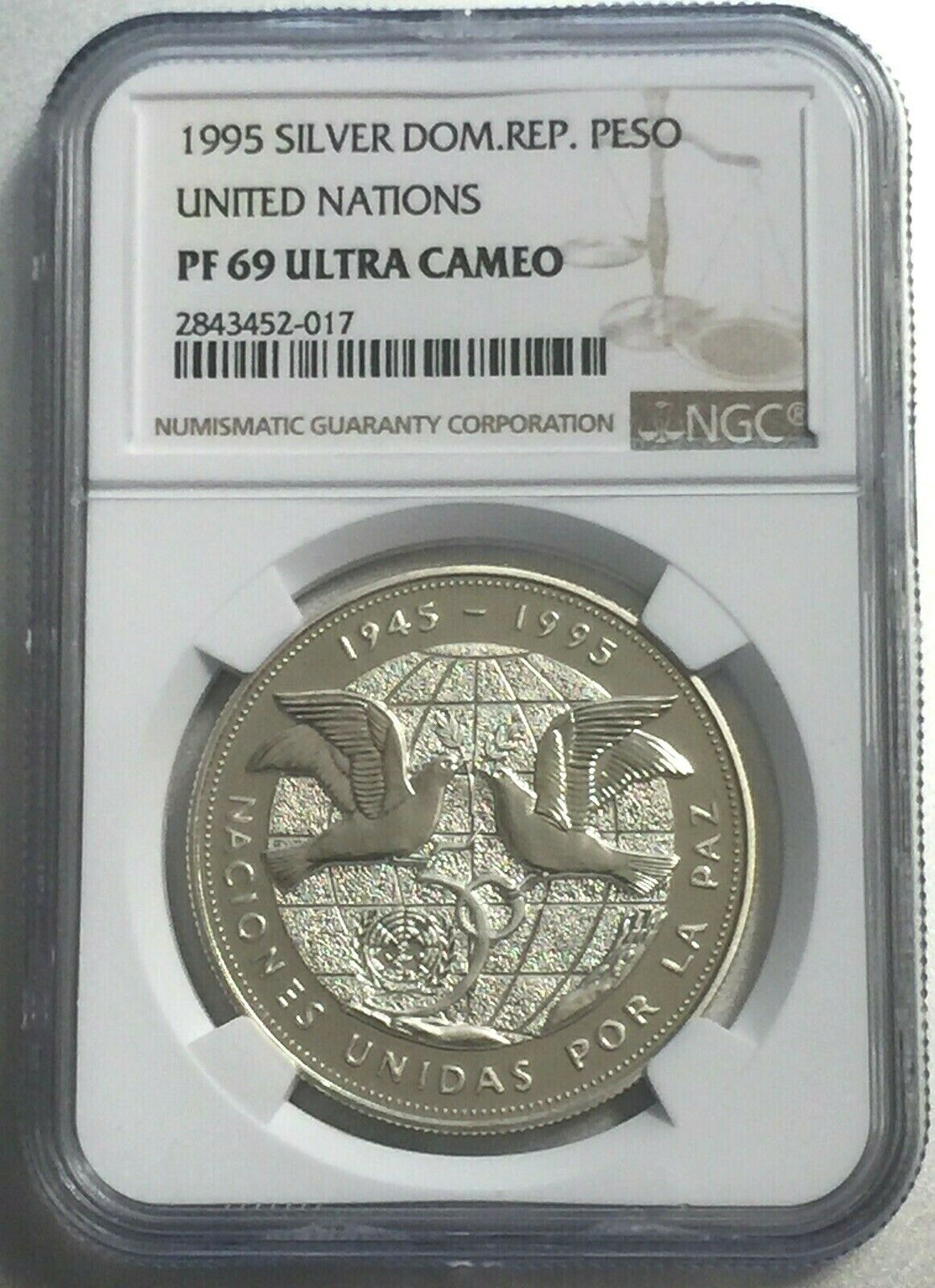Dominican Republic 1 Peso 1995 Proof 69 NGC UN Silver Coin - Fresh Stock Dated December 2025