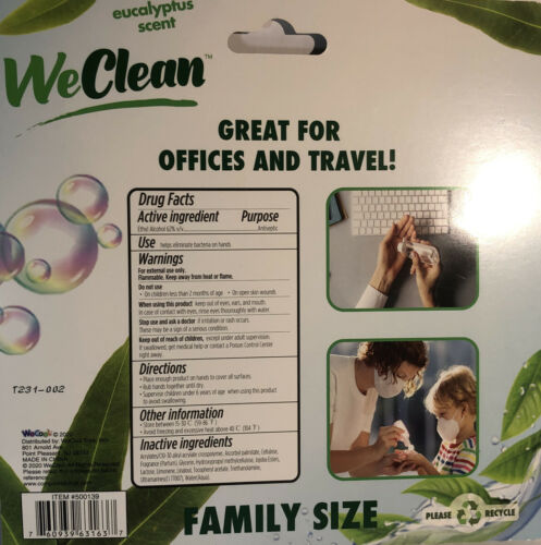 Hand Sanitizer WeClean Eucalyptus Scent 3ea 2.03 oz Travel blts W Holder-SHIP24H - Fresh Stock Dated February 2026