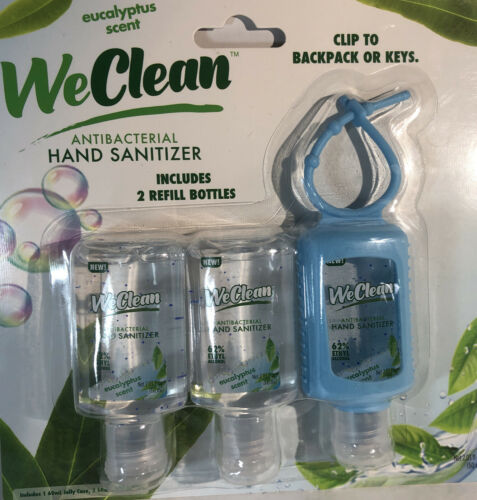 Hand Sanitizer WeClean Eucalyptus Scent 3ea 2.03 oz Travel blts W Holder-SHIP24H - Fresh Stock Dated February 2026