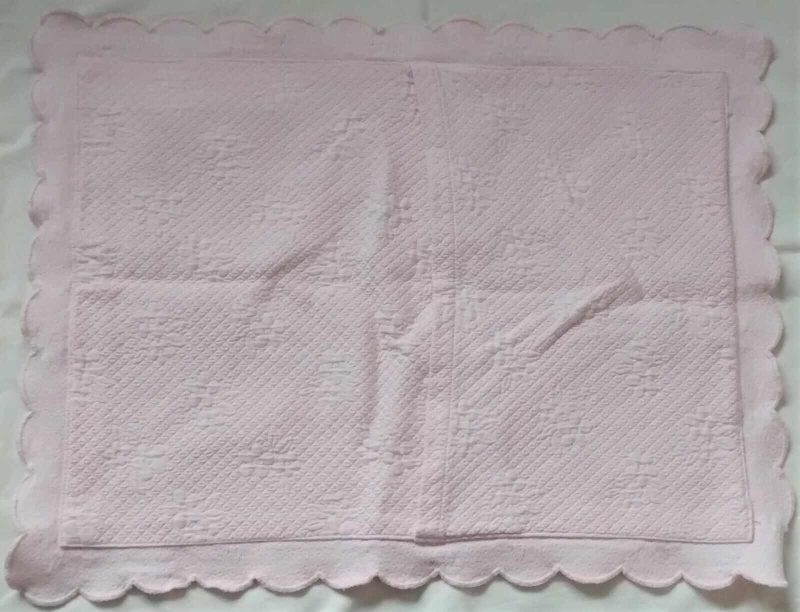 Pink Matelasse Quilted Scalloped Pillow Sham Pottery Barn Standard Shabby Chic - Fresh Stock Dated February 2026