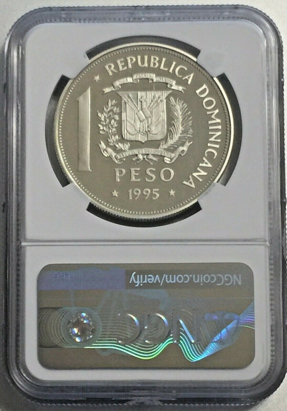Dominican Republic 1 Peso 1995 Proof 69 NGC UN Silver Coin - Fresh Stock Dated December 2025