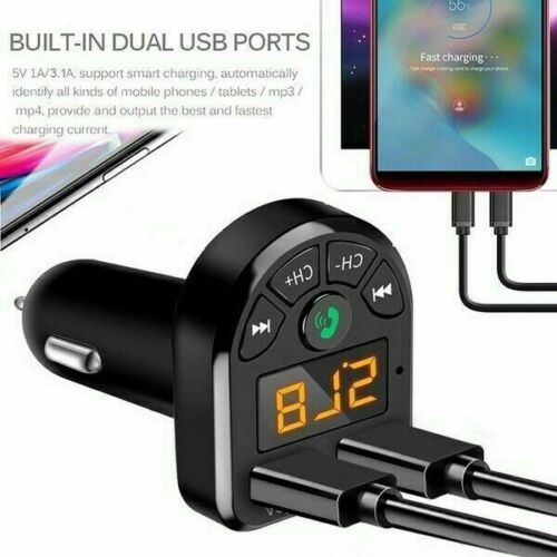 5.0 Bluetooth Dual USB Charger Wireless Cigarette Lighter Car FM Transmitter - Fresh Stock Dated February 2026