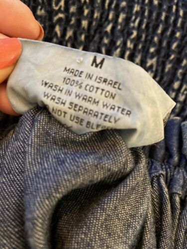 RETRO VTG Carreli AcidWashed Denim GYPSY PEASANT Style HI LO RUFFLE JEAN DRESS M - Fresh Stock Dated December 2025