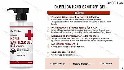[ Dr. BELLCA ] Premium Hand Sanitizer Gel [Ethanol 70%] 16.9 fl.oz (2-PACK) - Fresh Stock Dated February 2026