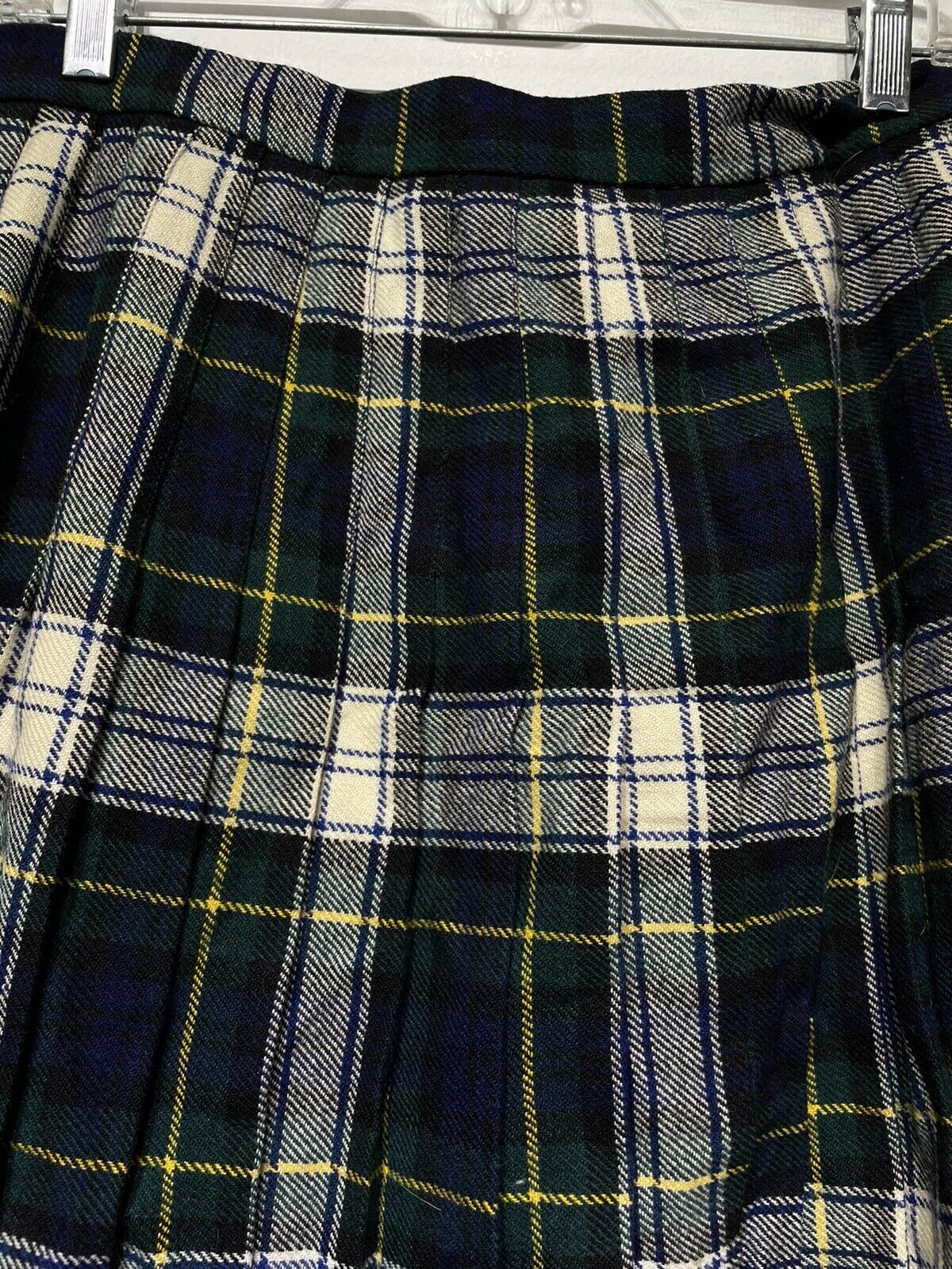 Vintage Glen Barden 100% Wool Green Blue Plaid Tartan Kilt Skirt Scottish US 14 - Fresh Stock Dated March 2026