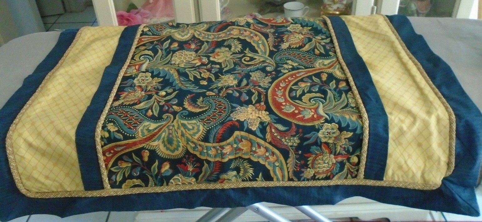 Waverly Pillow Sham Blue Gold Piping PAISLEY PRINT RN 105021 - Fresh Stock Dated February 2026