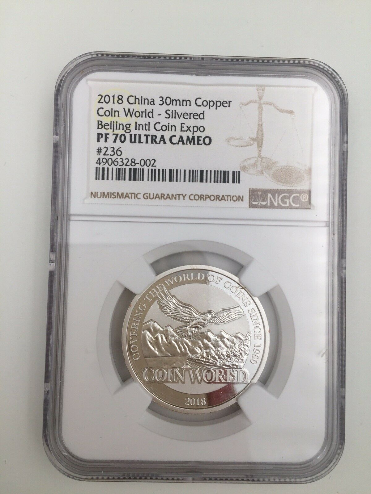 NGC PF70 2017/ 2018 COTY Panda Beijing Coin expo Coin World Silver plated medal - Fresh Stock Dated February 2026