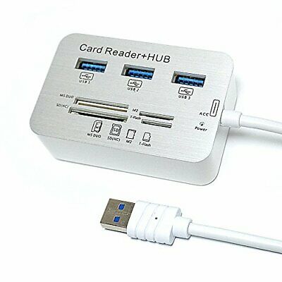 USB3.0 Card Reader and 3 Ports USB Hub, High Speed External Memory Card - Fresh Stock Dated February 2026