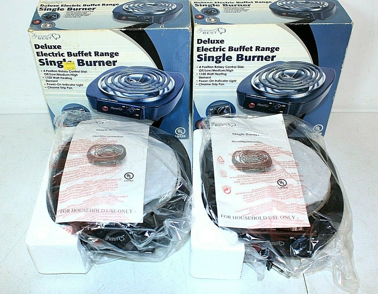 2 lot DELUXE ELECTRIC SINGLE BURNER Portable Hot Plate Countertop Stove Units - Fresh Stock Dated February 2026