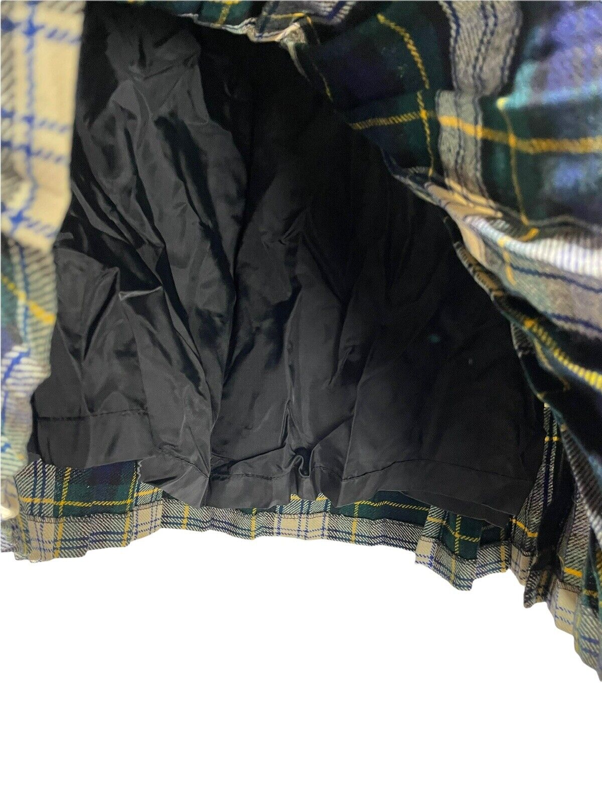 Vintage Glen Barden 100% Wool Green Blue Plaid Tartan Kilt Skirt Scottish US 14 - Fresh Stock Dated March 2026
