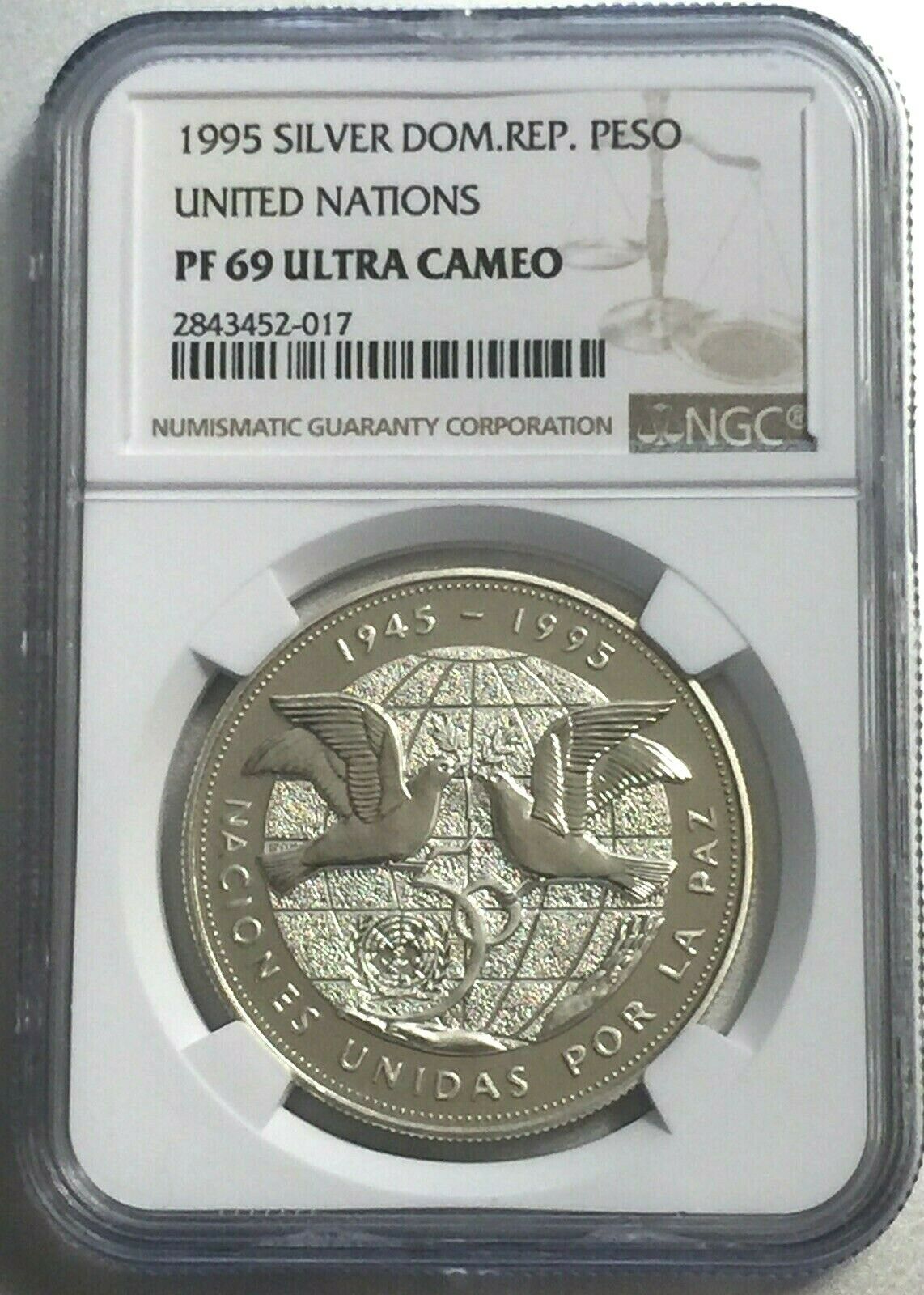 Dominican Republic 1 Peso 1995 Proof 69 NGC UN Silver Coin - Fresh Stock Dated December 2025