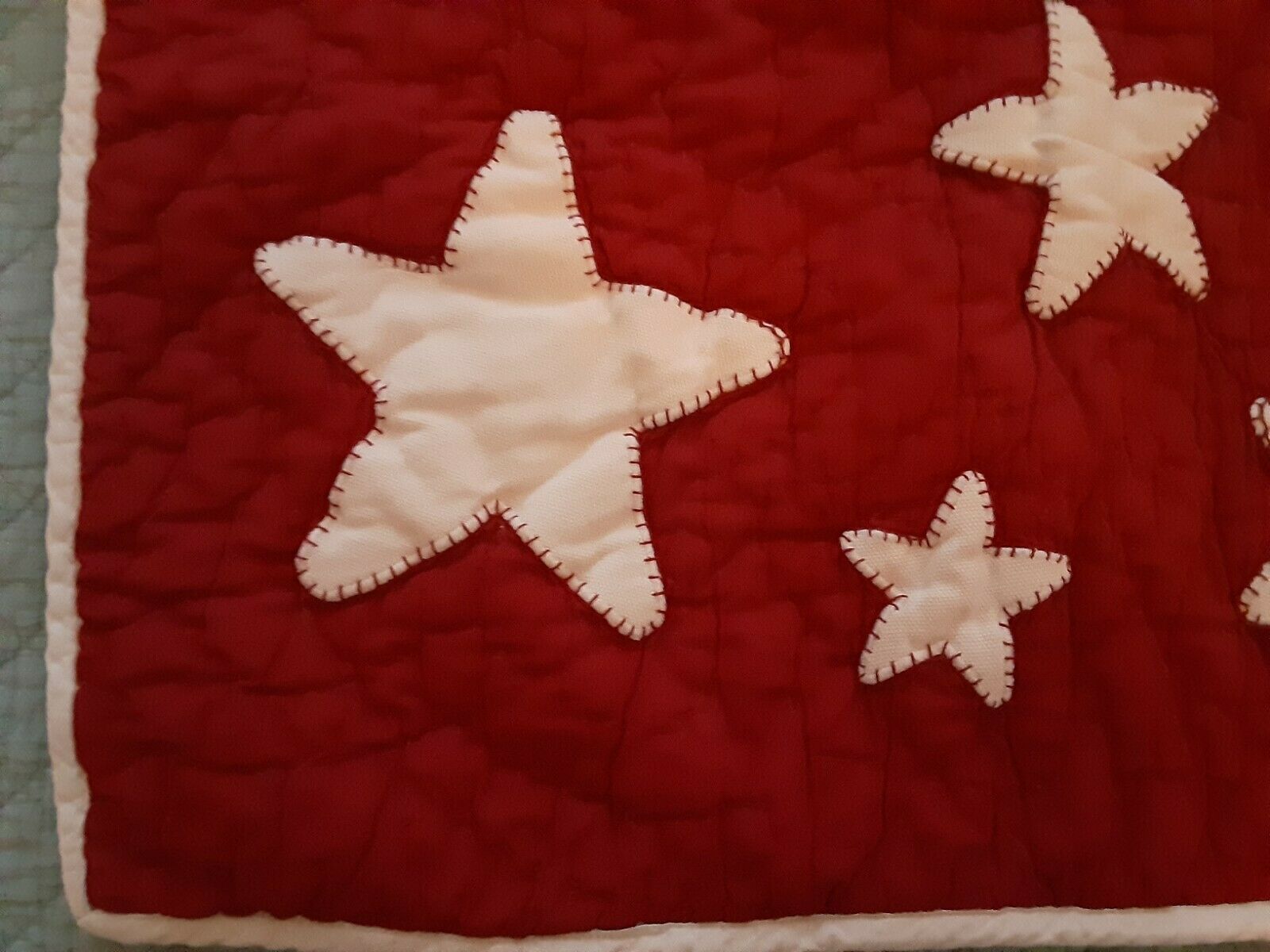 1 Pottery Barn Kids RED & Ivory White STARS Quilted Pillow Sham ~ Standard - Fresh Stock Dated December 2025