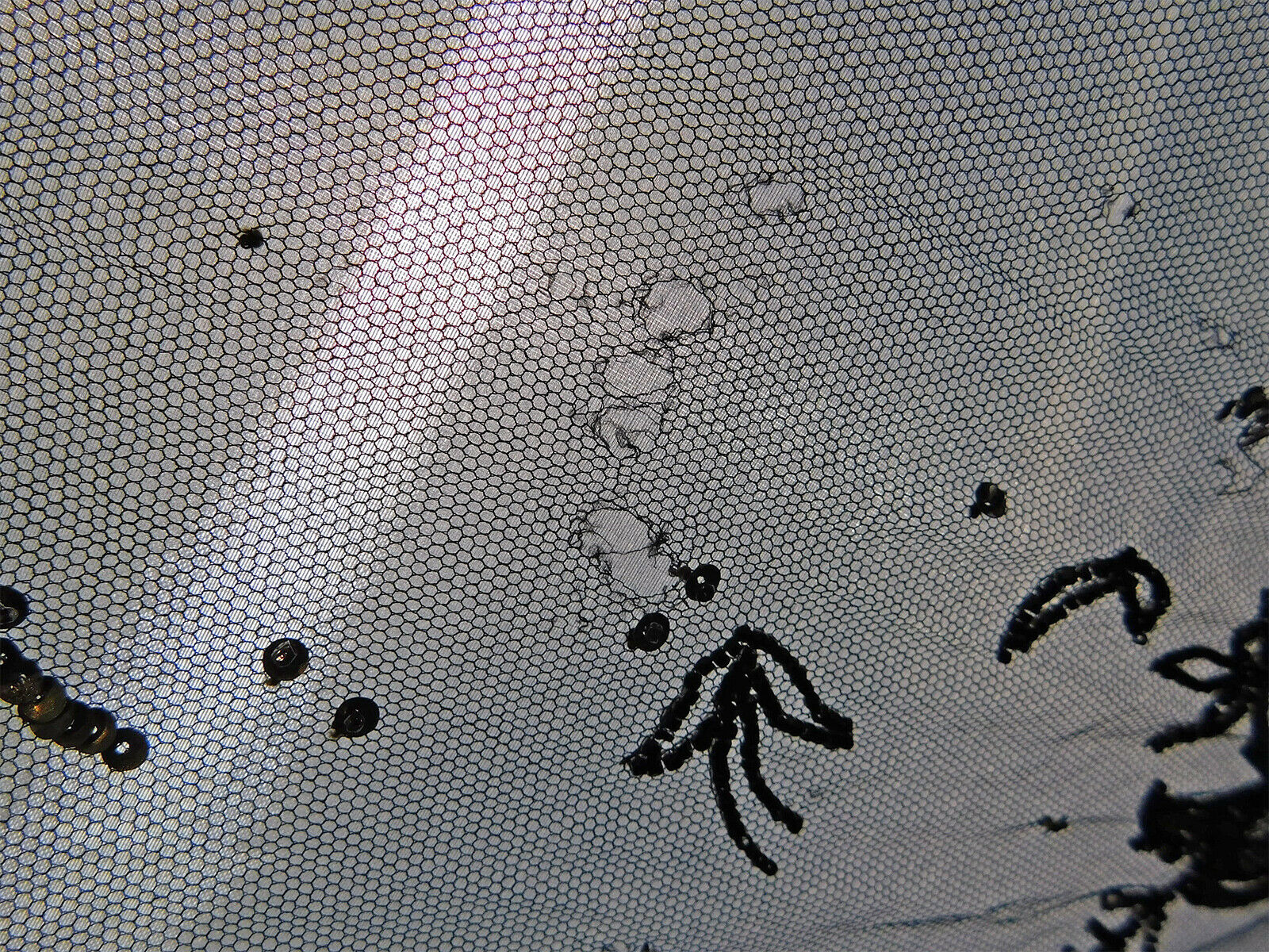 Vintage 1920s Art Deco Black Net Silver Sequin Beaded Skirt Panel Dress Fabric - Fresh Stock Dated February 2026