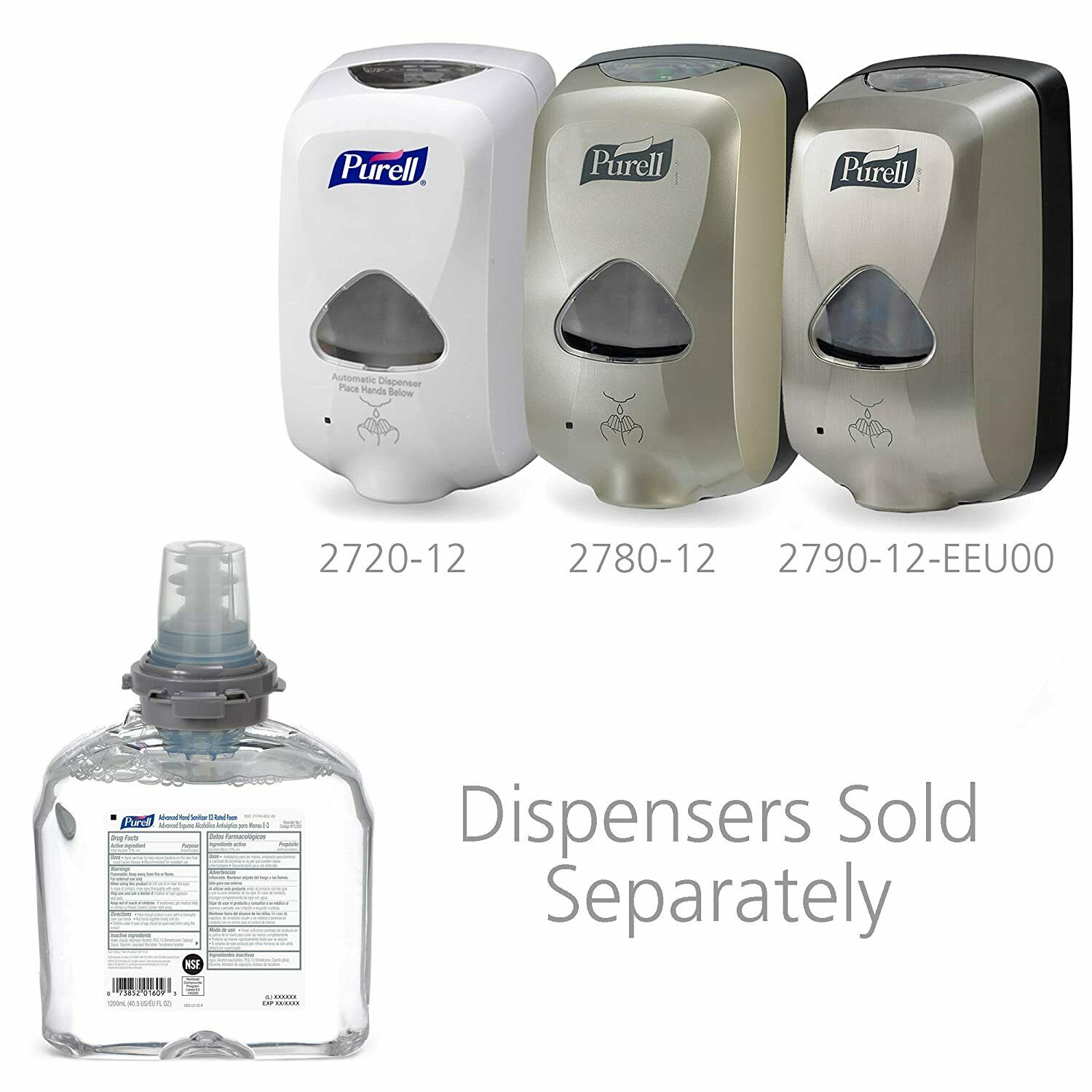 PURELL Advanced Hand Sanitizer E3 Rated FOAM Refill TFX 5393-02, 1200ml, 2-PACK - Fresh Stock Dated December 2025