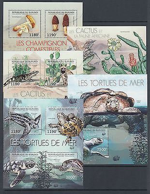 Burundi Sc 1191-1240 MNH. 2012 Flora & Fauna, long set of 50 souvenir sheets, VF - Fresh Stock Dated December 2025