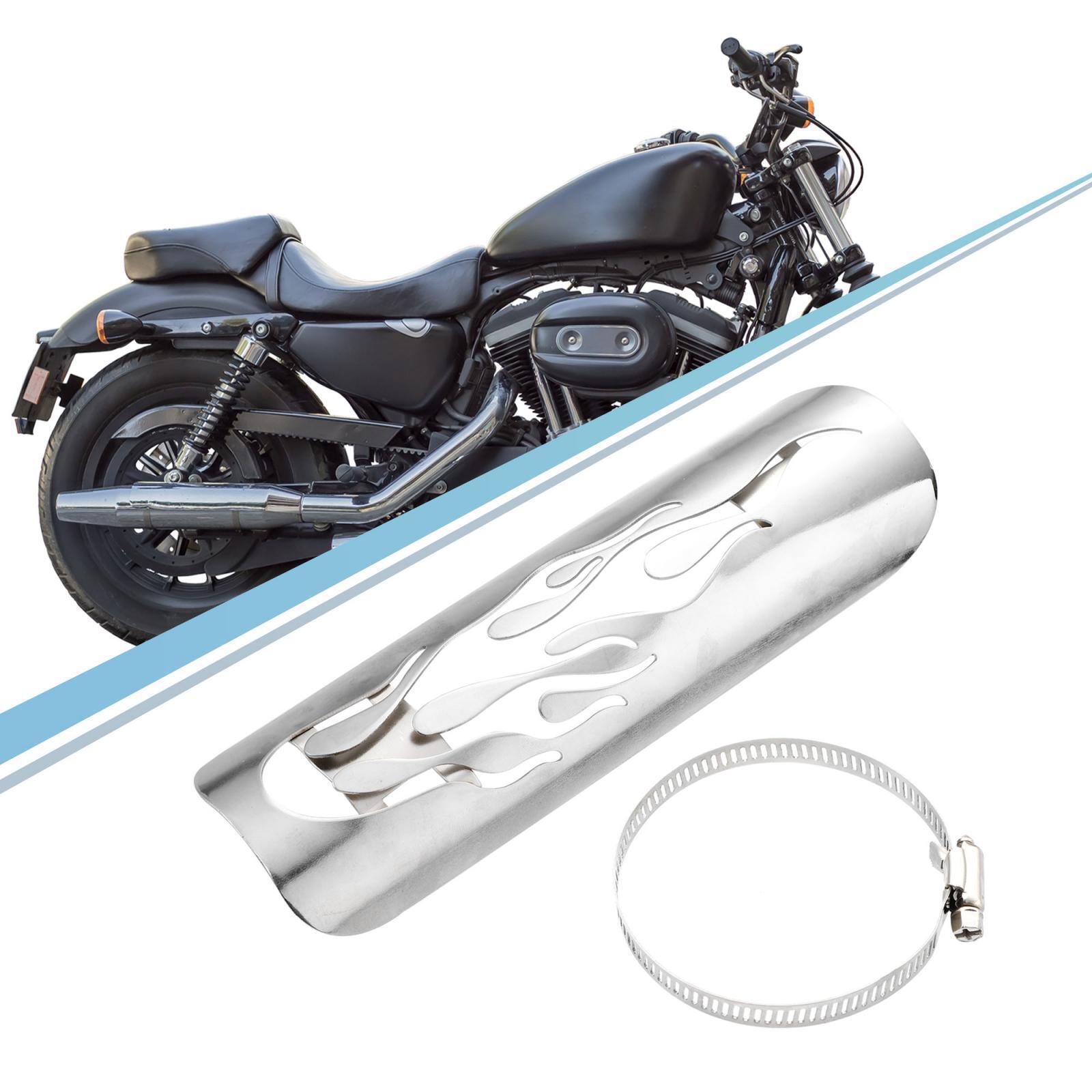 Motorcycle Exhaust Pipe Heat Shield for Harley with 20-70mm Clamp Silver Tone - Fresh Stock Dated February 2026