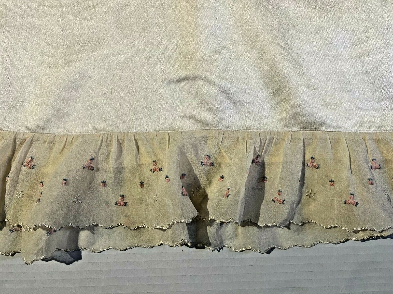 RALPH LAUREN VINTAGE 1940s Womens Creme Silk Satin Skirt w Hand Embroidery - Fresh Stock Dated March 2026