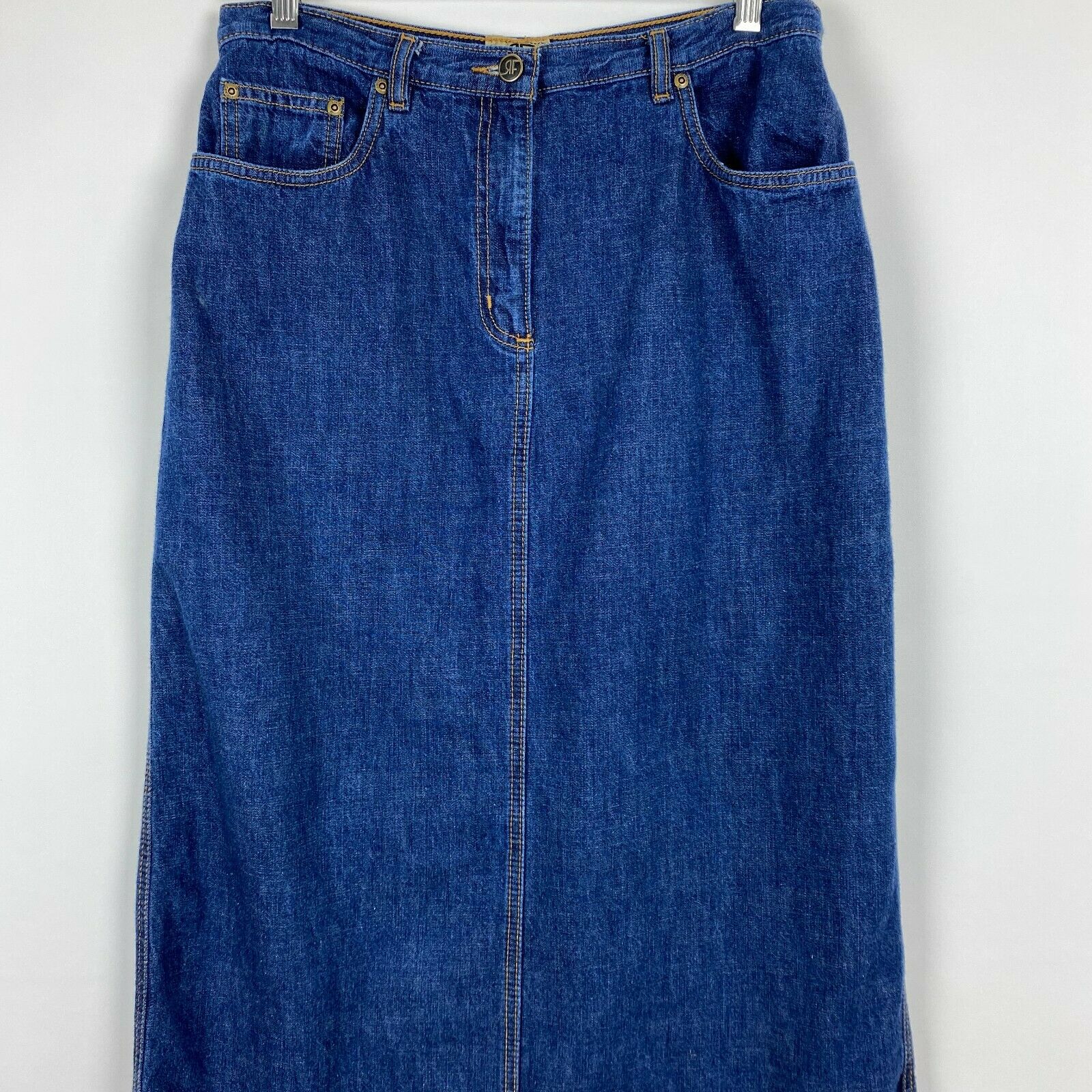 Vintage Rafaella Sport 10 Blue Denim Maxi Skirt Women Pockets Modest 100% Cotton - Fresh Stock Dated March 2026