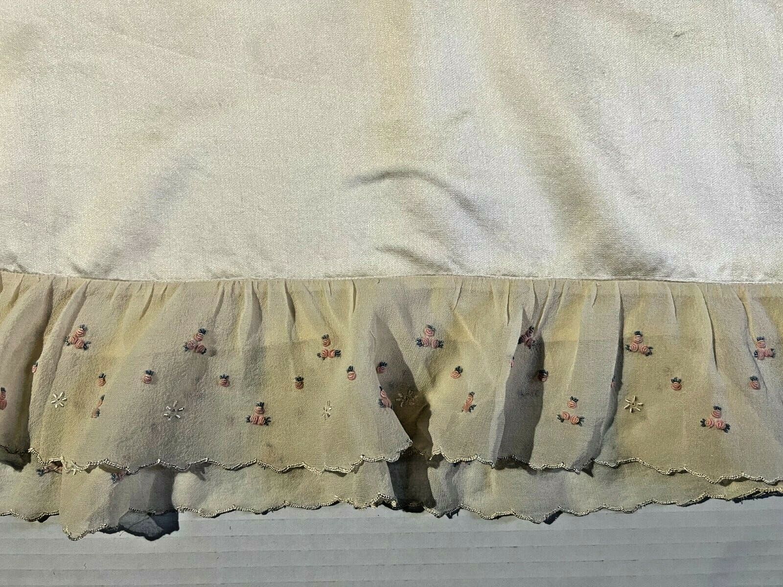 RALPH LAUREN VINTAGE 1940s Womens Creme Silk Satin Skirt w Hand Embroidery - Fresh Stock Dated March 2026