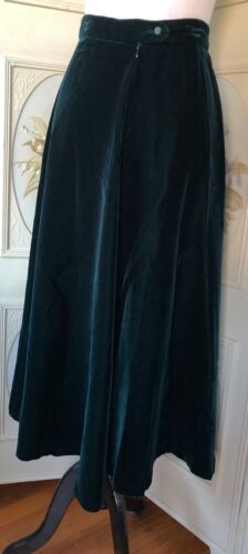 VTG 80s TALBOTS USA DARK GREEN VELVET ACETATE RAYON MIDI SKIRT HOLIDAY EUC 10 - Fresh Stock Dated February 2026