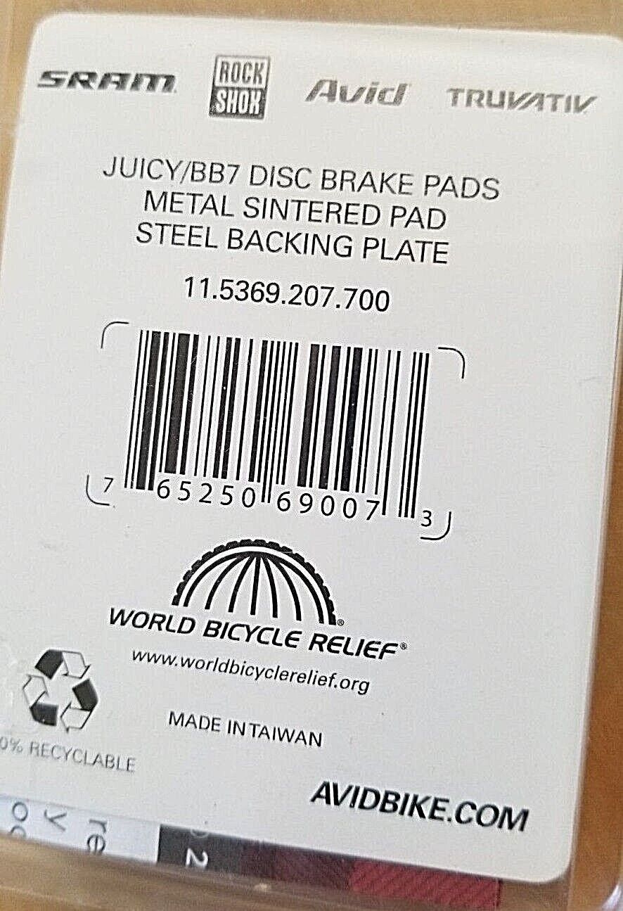 Avid Juicy BB7 Disc Brake Pads - Fresh Stock Dated February 2026