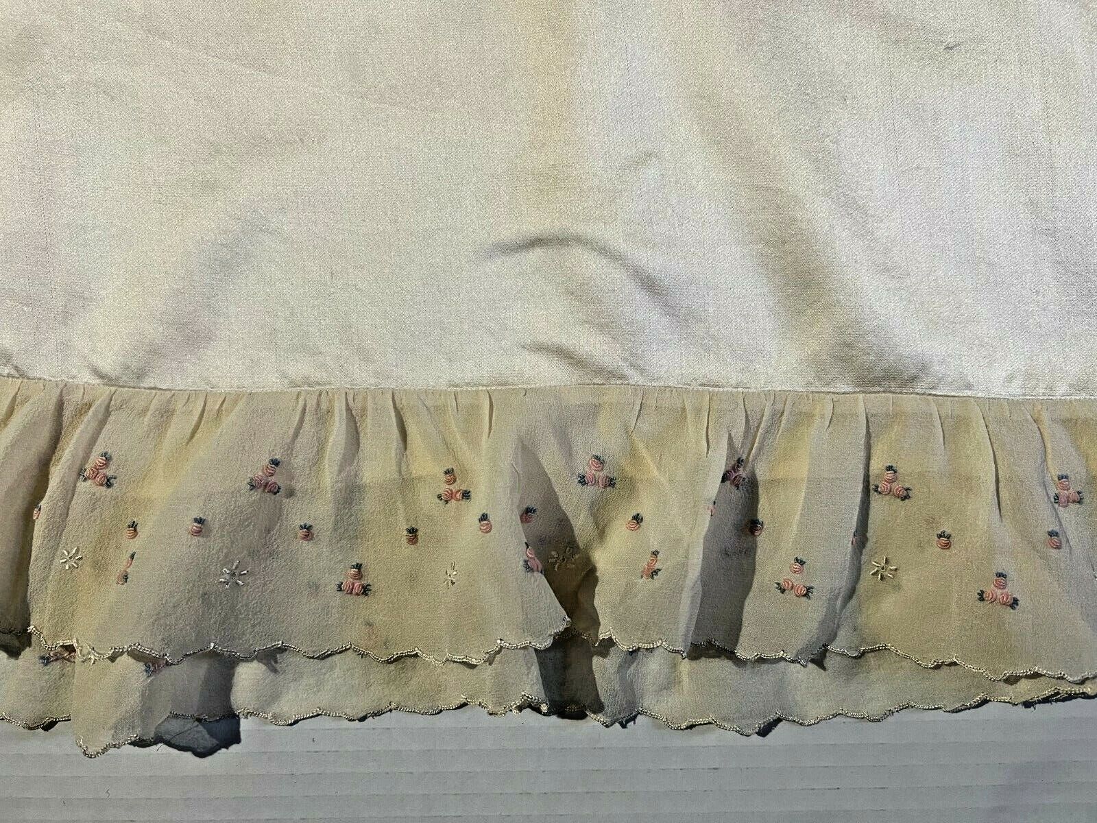 RALPH LAUREN VINTAGE 1940s Womens Creme Silk Satin Skirt w Hand Embroidery - Fresh Stock Dated March 2026