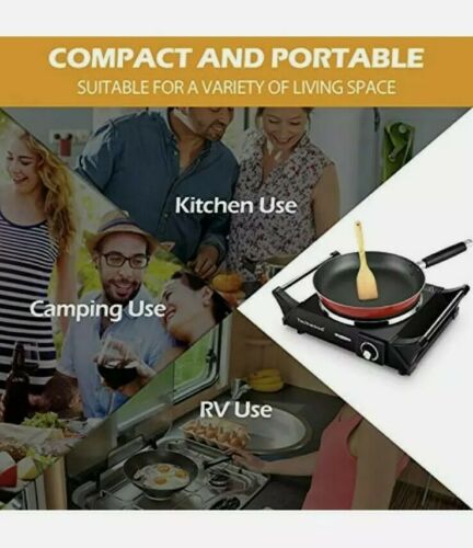 Techwood Hot Plate Electric Single Burner Portable Burner, 1500W with Adjustable - Fresh Stock Dated December 2025