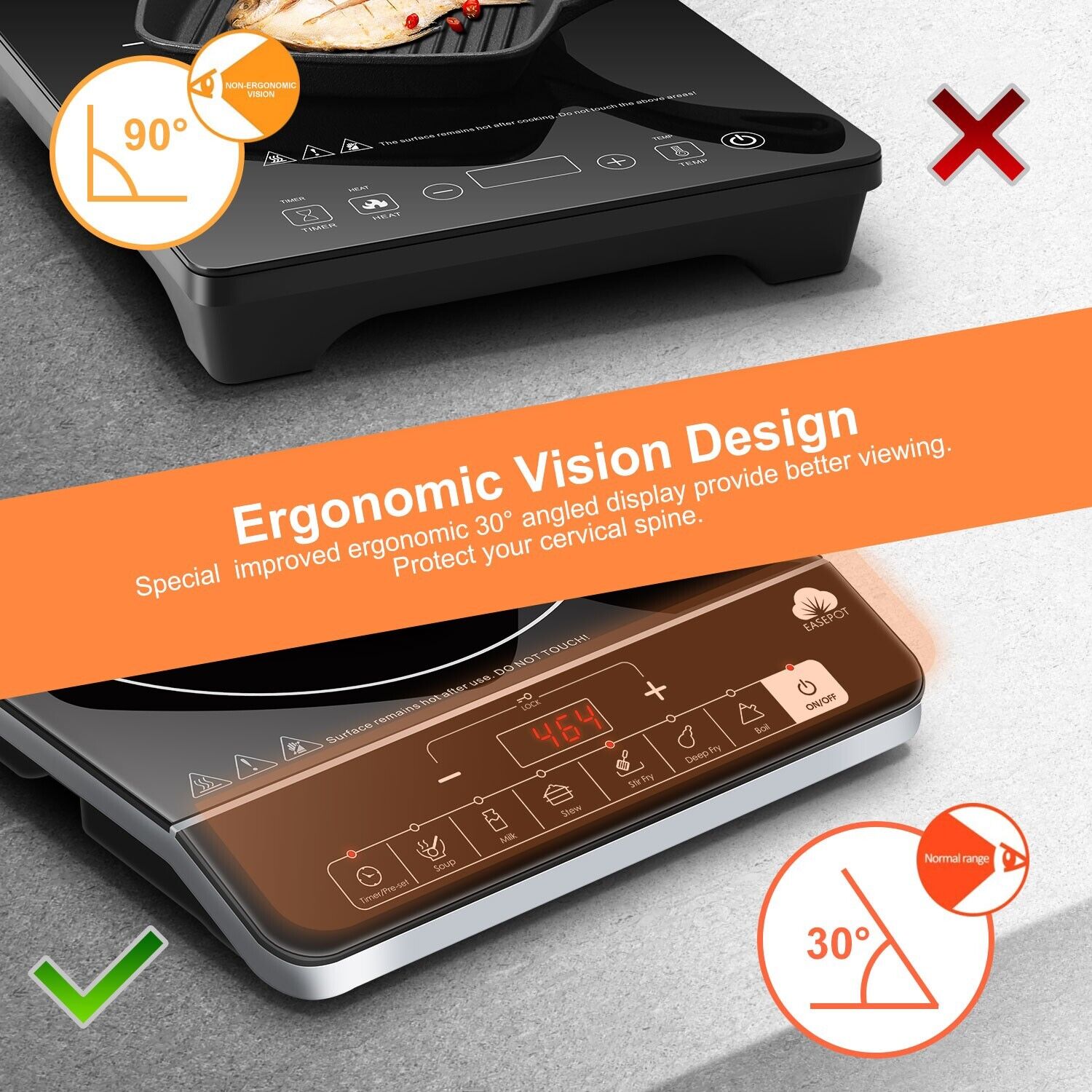 Portable Electric Induction Cooktop 1800W Single Burner Cooker Timer CHILD LOCK - Fresh Stock Dated February 2026