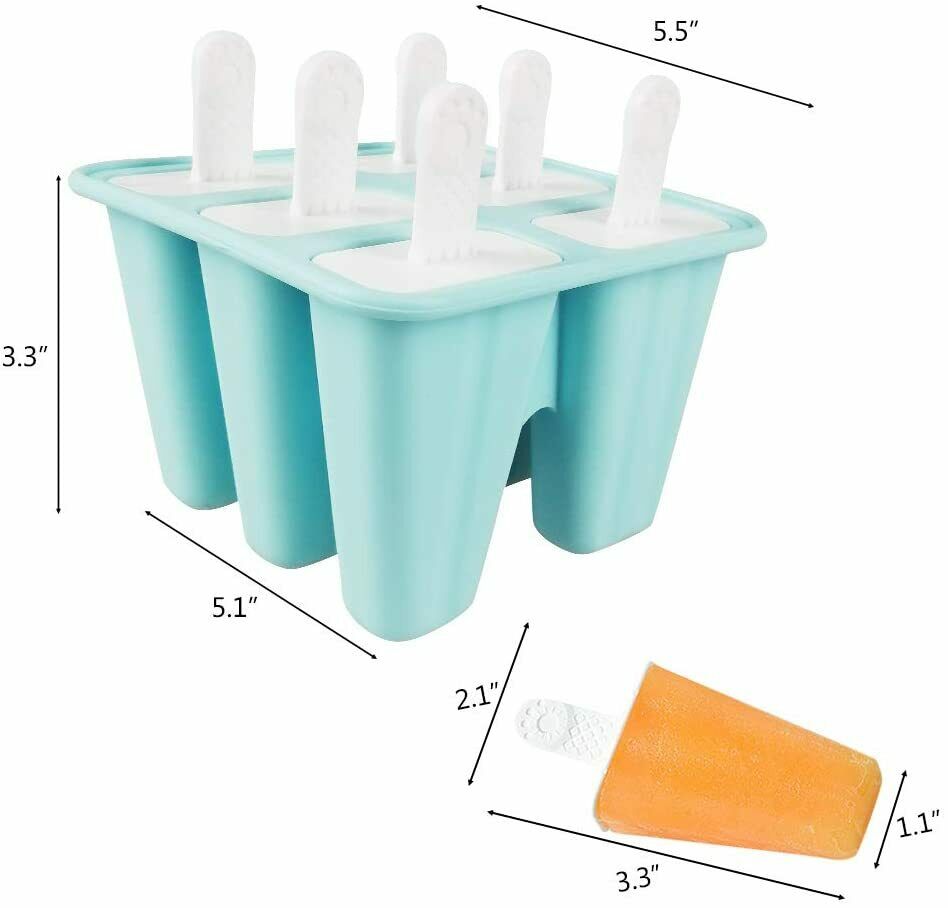 Silicone Frozen Ice Popsicle Maker 6 Cavities BPA Free With 50 Popsicle Stick - Fresh Stock Dated February 2026