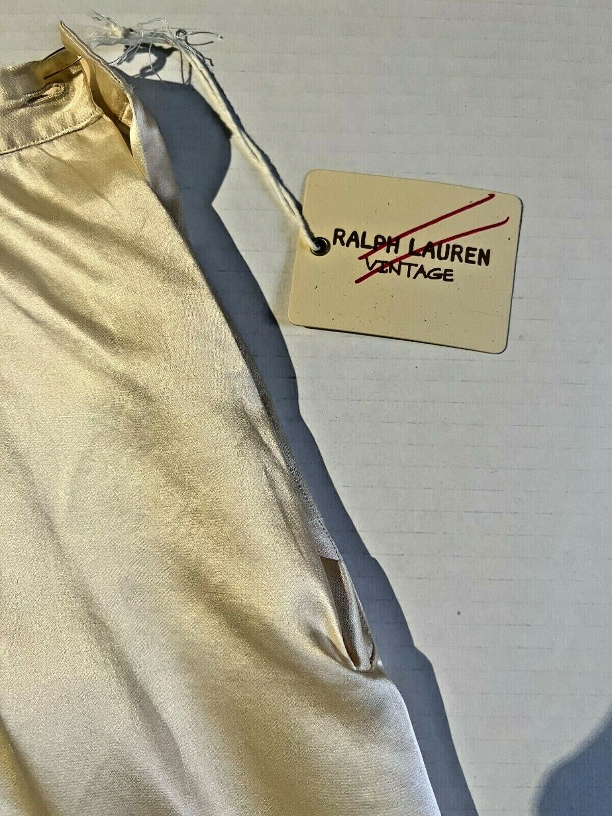 RALPH LAUREN VINTAGE 1940s Womens Creme Silk Satin Skirt w Hand Embroidery - Fresh Stock Dated March 2026