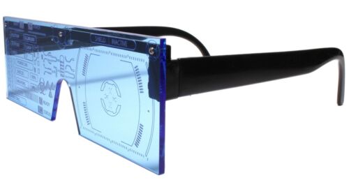 Cyberpunk Futuristic Bionics Tron Costume Cosplay Neon Green Visor Sun Glasses - Fresh Stock Dated February 2026