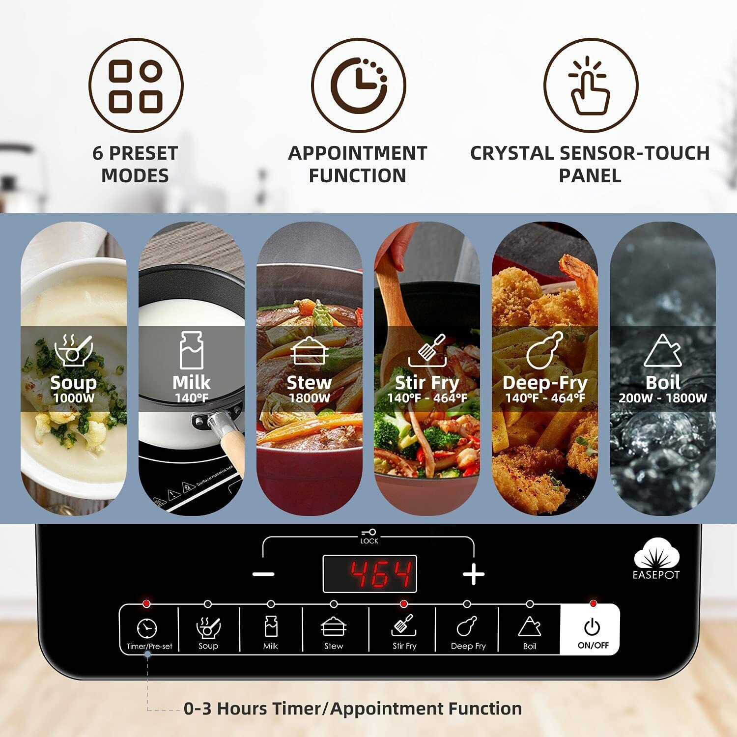 Portable Electric Induction Cooktop 1800W Single Burner Cooker Timer CHILD LOCK - Fresh Stock Dated February 2026