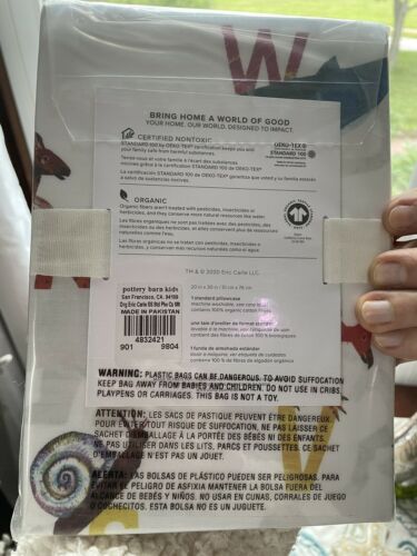 Pottery Barn ORGANIC Eric Carl Hungary Caterpillar Pillowcase ABC holiday gift - Fresh Stock Dated December 2025