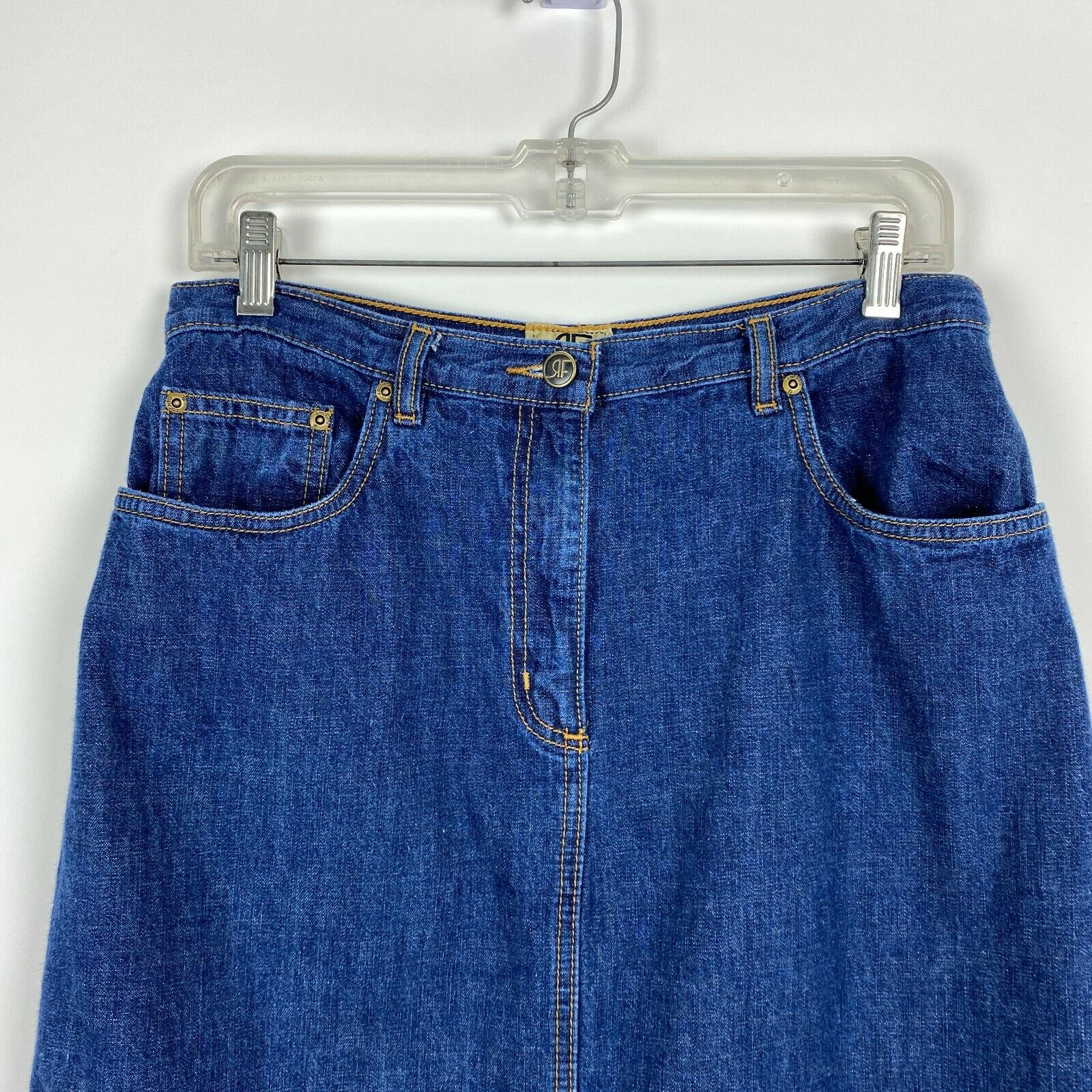 Vintage Rafaella Sport 10 Blue Denim Maxi Skirt Women Pockets Modest 100% Cotton - Fresh Stock Dated March 2026