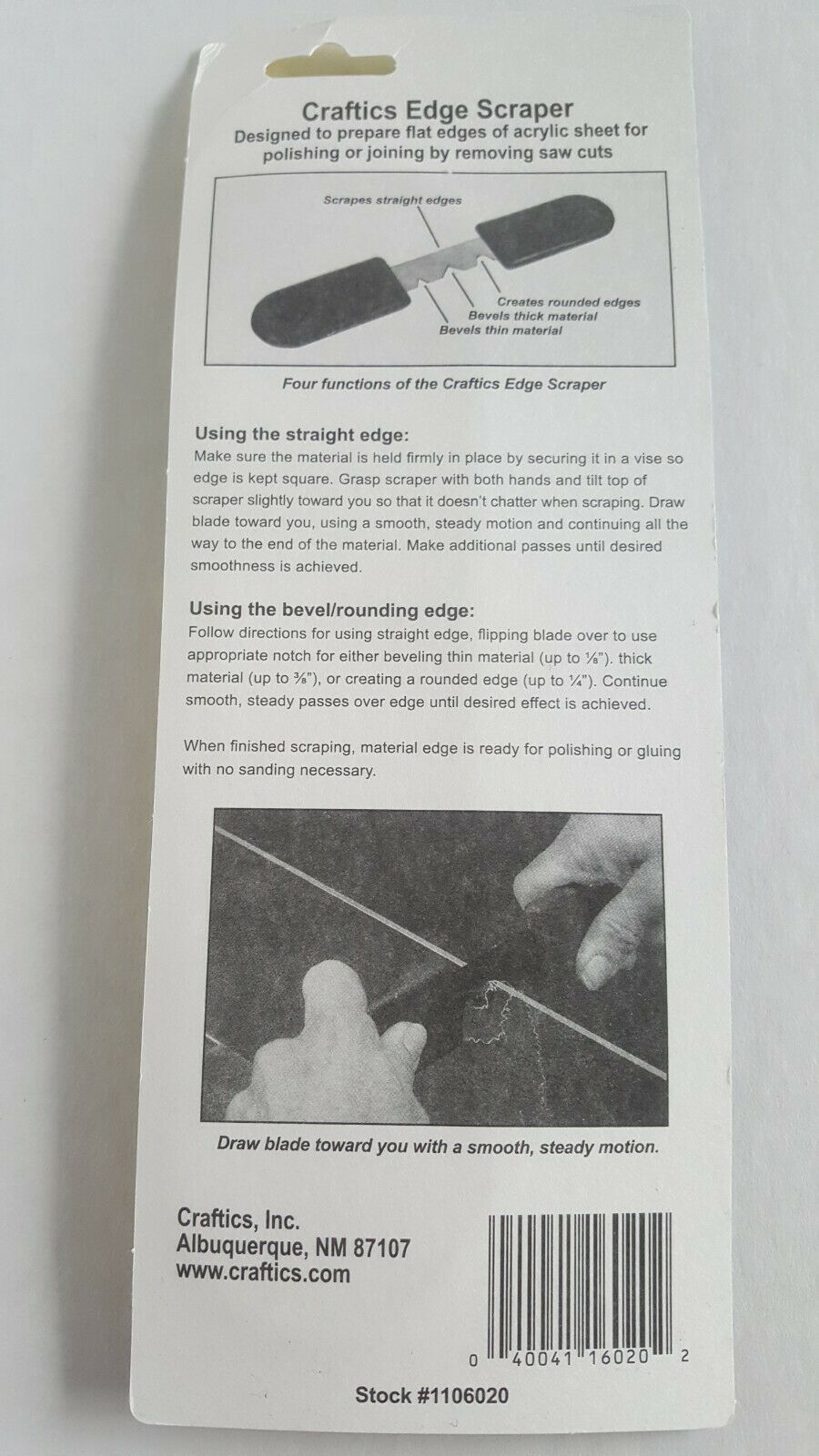 Craftics Edge Scraper for Acrylic, Plexiglass, Lucite & Acrylite ** Brand New ** - Fresh Stock Dated December 2025