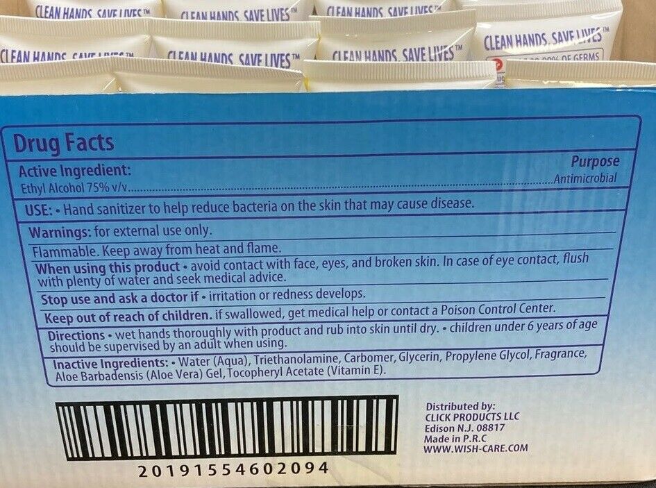 Wish Advanced Hand Sanitizer Pocket Size 3.38 fl oz Tube Vitamin E, 75% Alcohol - Fresh Stock Dated February 2026