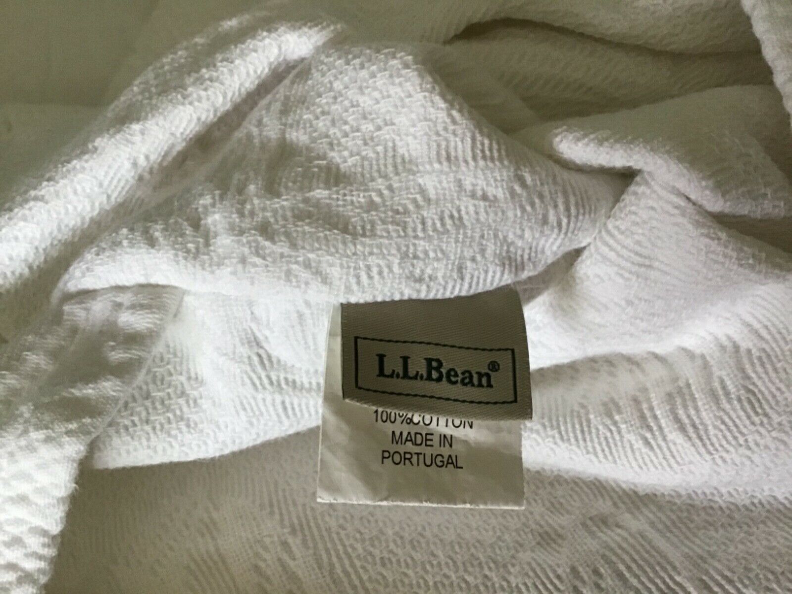 L L BEAN WHITE COTTON MATELASSE PILLOW SHAM, SHELL DESIGN - Fresh Stock Dated January 2026
