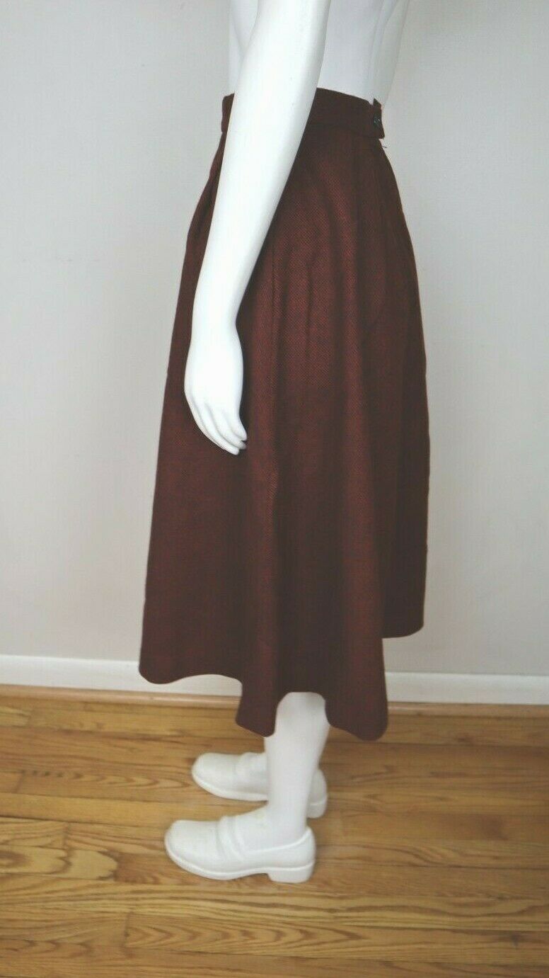 WOMEN'S VINTAGE ORANGE PLEATED A-LINE MIDI SKIRT - SIZE S - Fresh Stock Dated February 2026