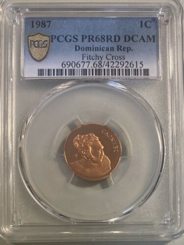 Dominican Republic 1987 Centavoo Fitchy Cross PCGS PR68DCAM Deep Cameo Proof - Fresh Stock Dated February 2026