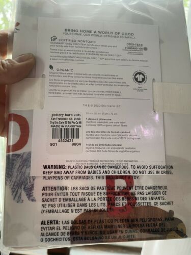 Pottery Barn ORGANIC Eric Carl Hungary Caterpillar Pillowcase ABC holiday gift - Fresh Stock Dated December 2025