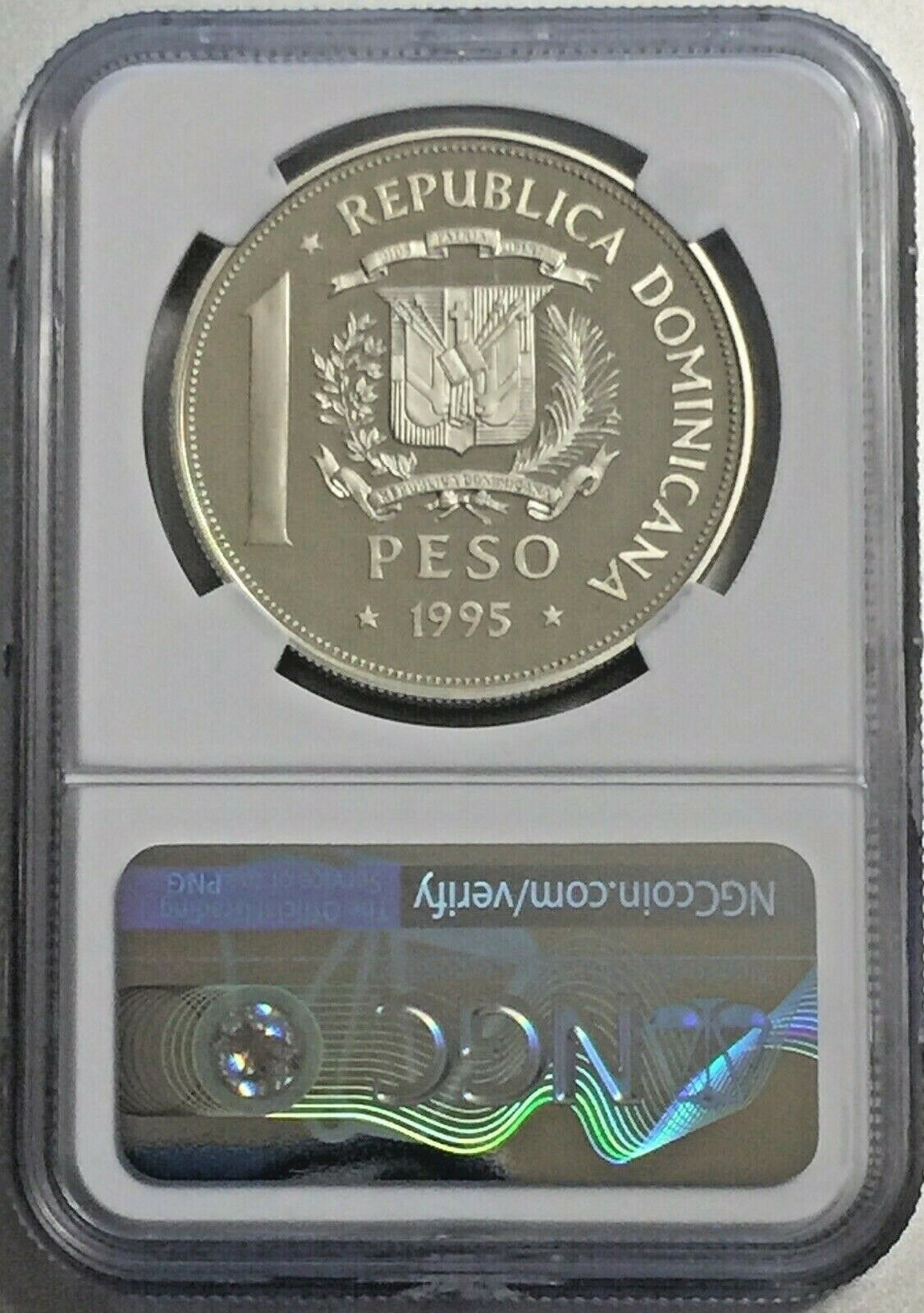 Dominican Republic 1 Peso 1995 Proof 69 NGC UN Silver Coin - Fresh Stock Dated December 2025