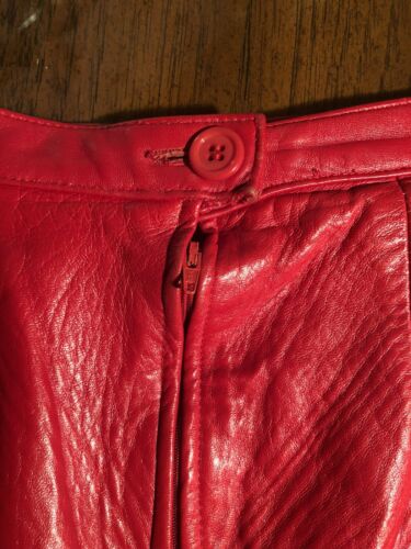 VTG Genuine Leather Skirt - Red, High Waist 27” - Fresh Stock Dated December 2025