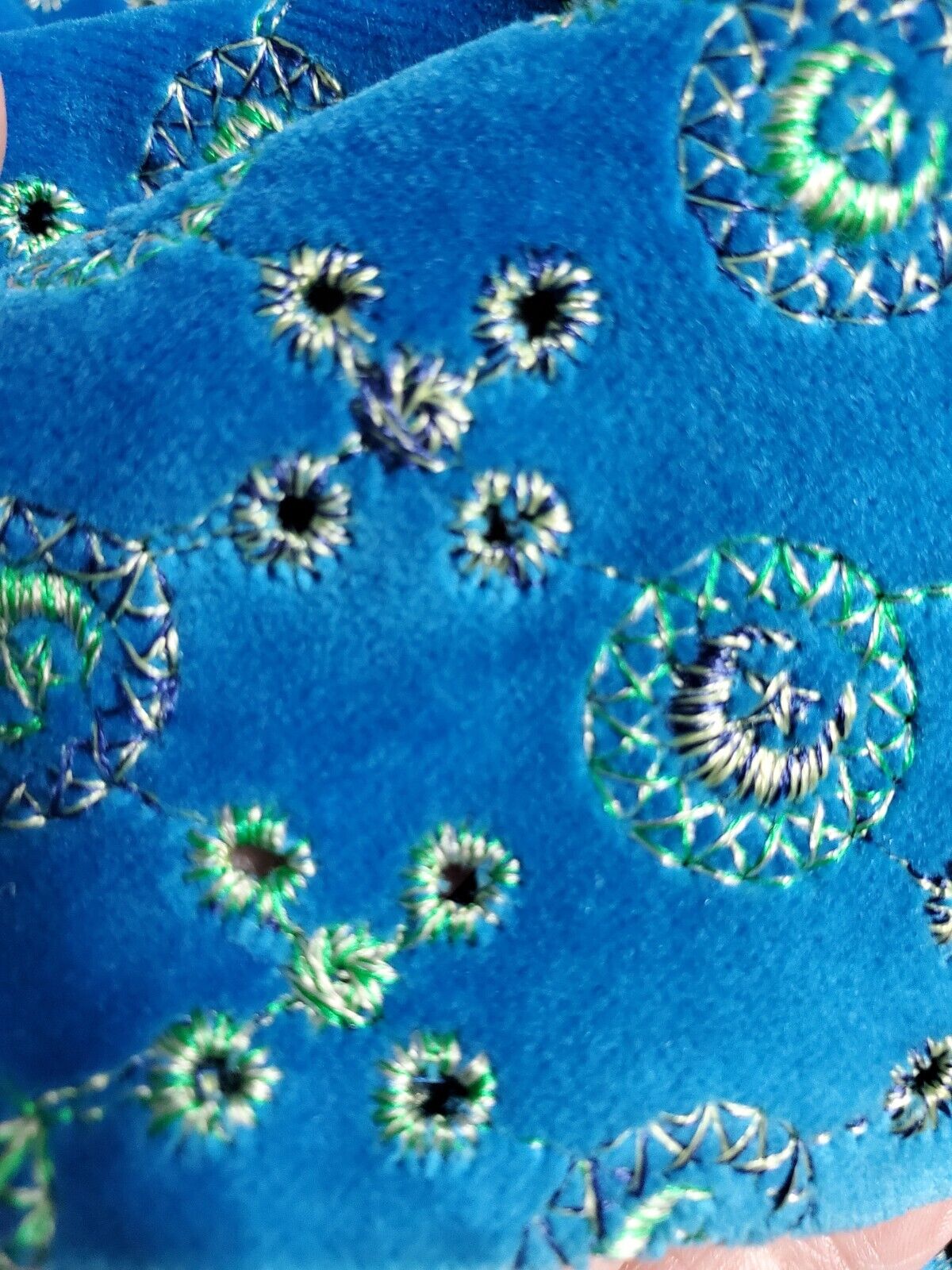 Vintage 60s Blue Velvet High Waist Maxi Eyelet Skirt Hippy Mod Festival 25 Inch - Fresh Stock Dated March 2026