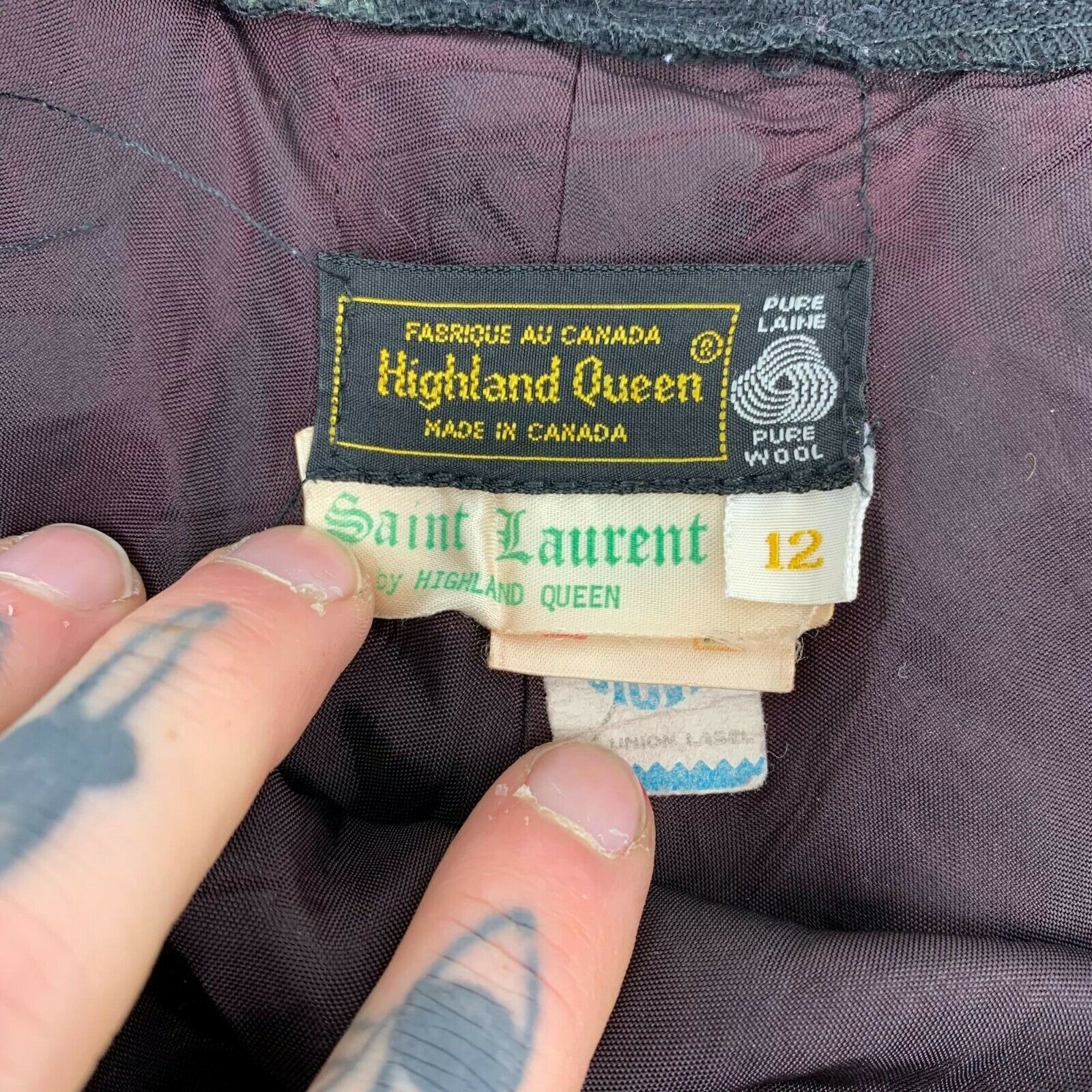 Vintage 70s 80s Wool Secretary Skirt Saint Laurent Sz XS Extra Small Academia - Fresh Stock Dated February 2026